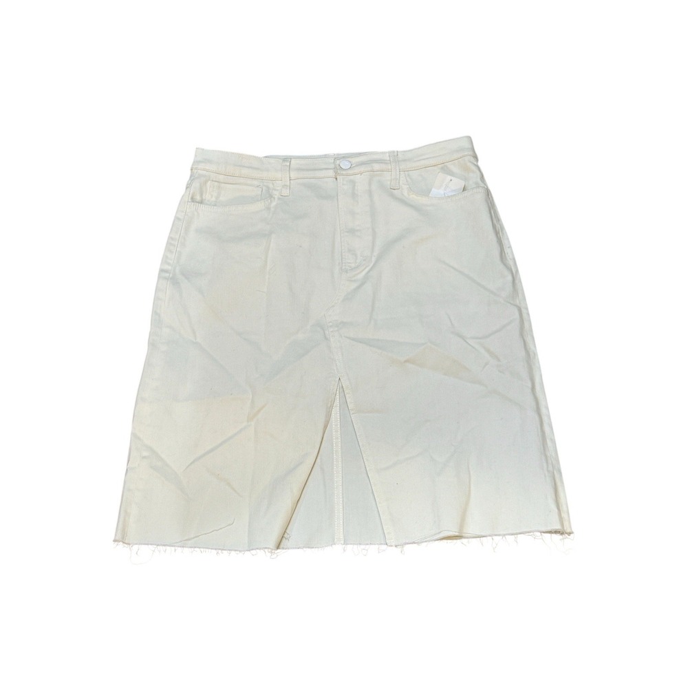 NEW! $198 JOE'S HIGH RISE RAW HEM DENIM MIDI SKIRT CREAM Size 32